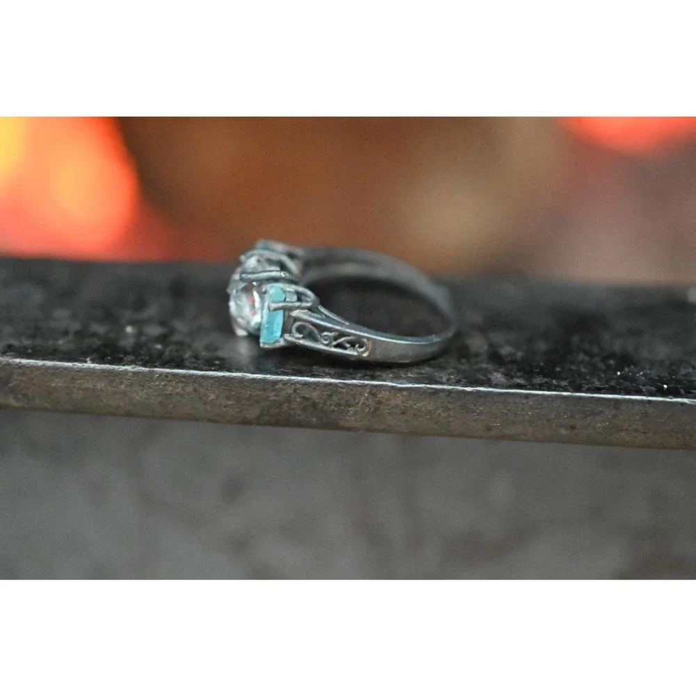 Raw Diamond Trillion Engagement Ring Aquamarine Rough Diamond Natural Un…